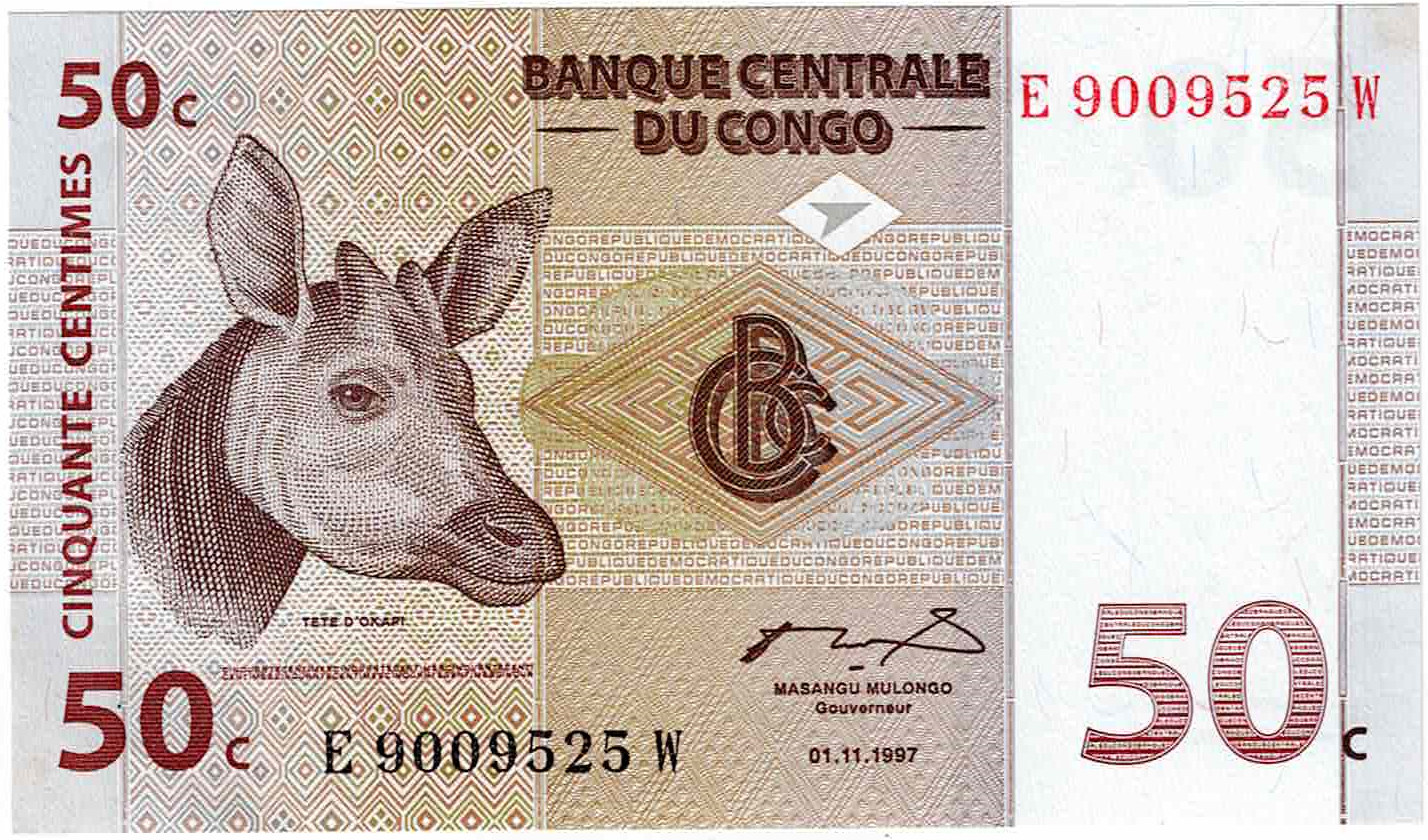 Zdjęcie do Obiegowe tete de okapi - łeb okapi 50 centimes 