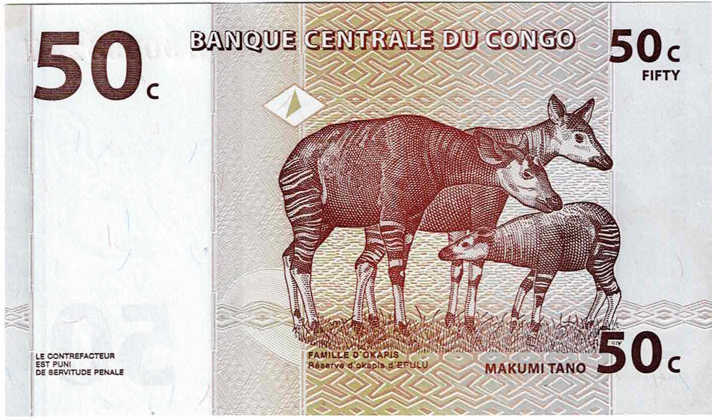 Zdjęcie do Obiegowe tete de okapi - łeb okapi 50 centimes 