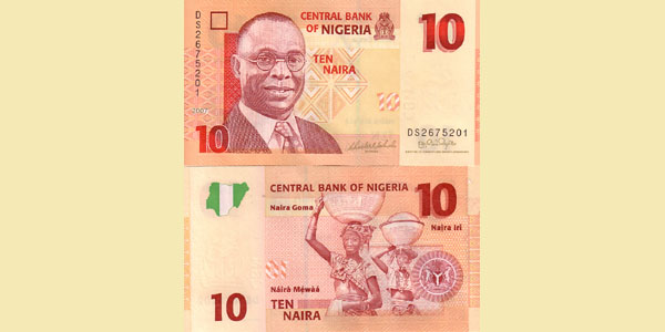 Obiegowy banknot 10 naira Alvan Ikoku