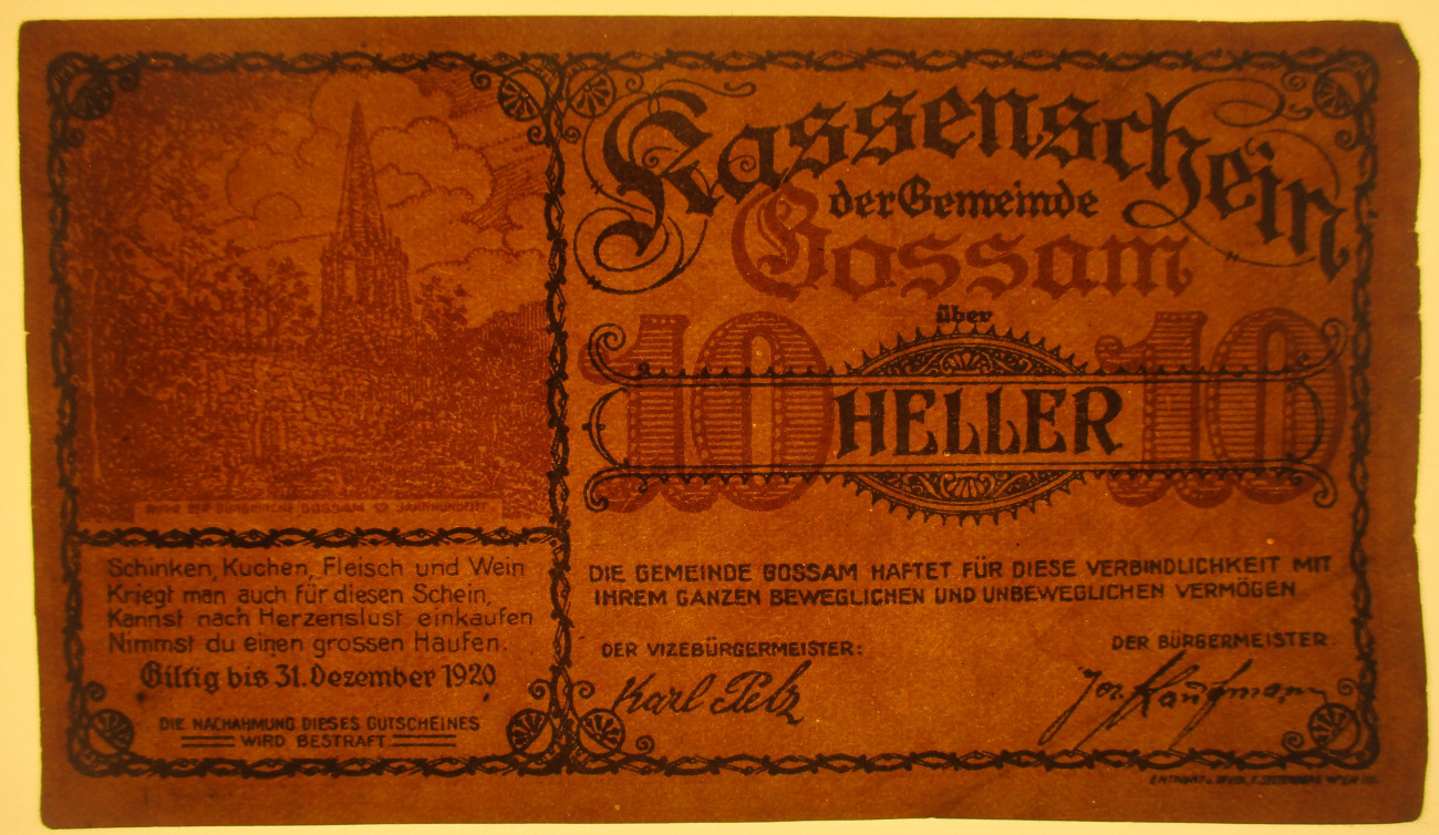 Zdjęcie do NOTGELD Gossam 10 Heller