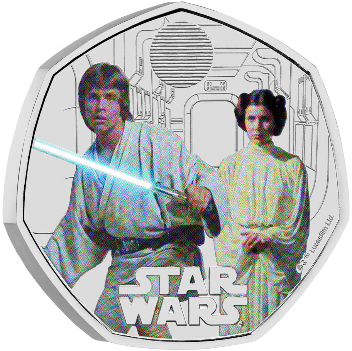 Zdjęcie do Jedi Royalities Luke Skywalker Princess Leia 50 pensów w holderze