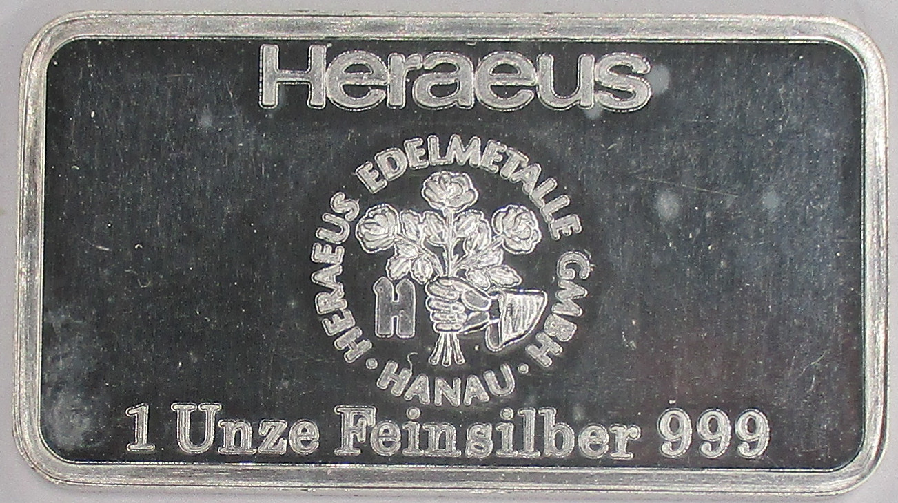 Zdjęcie do HERAEUS Ravensburg sztabka srebra 1oz Ag 999 